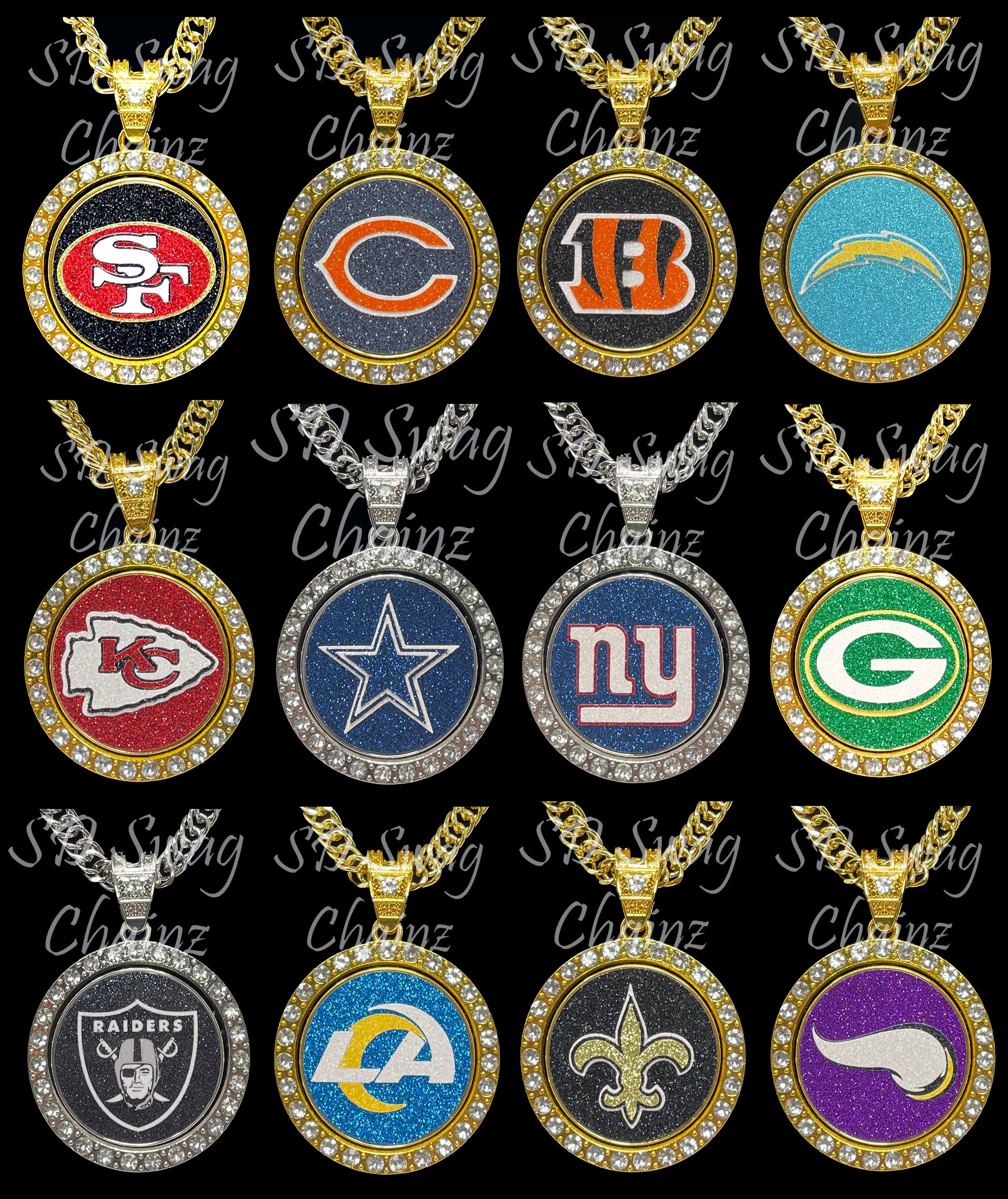 Green Bay Packers Swag Chain - Custom Gold or Silver Spinning Necklace